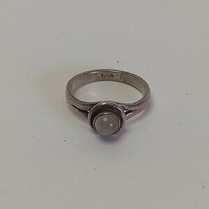 Clear White Stone Round Silver Ring Marked 925 Size 6.5 Delicate Coquette Preppy